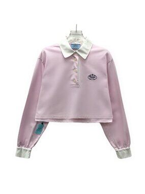 Prada 2023 Light Pink Logo-Embroidered Cotton Polo Shirt